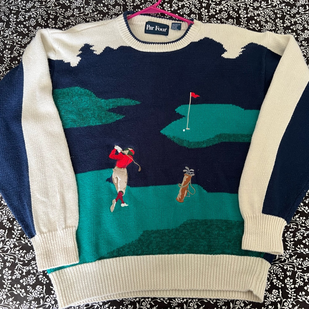 Par Four embroidered golf sweater